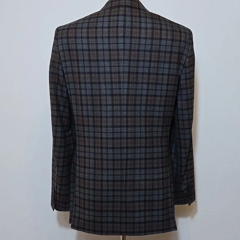 J. Crew Mens Ludlow Windowpane Slim Fit Wool Blazer‎ Jacket Size 38R Plaid